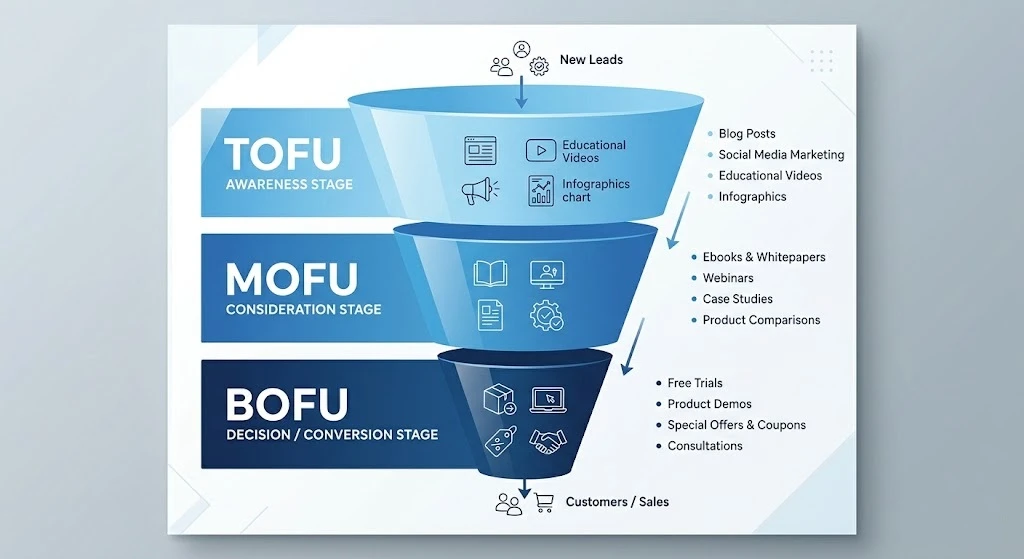 Tofu, Mofu, Bofu, en el embudo de conversion del marketing digital