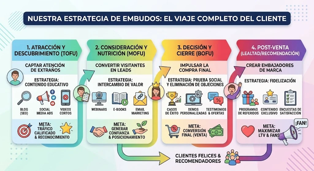 estrategia de embudos de compra, el customer journey en el marketing digital