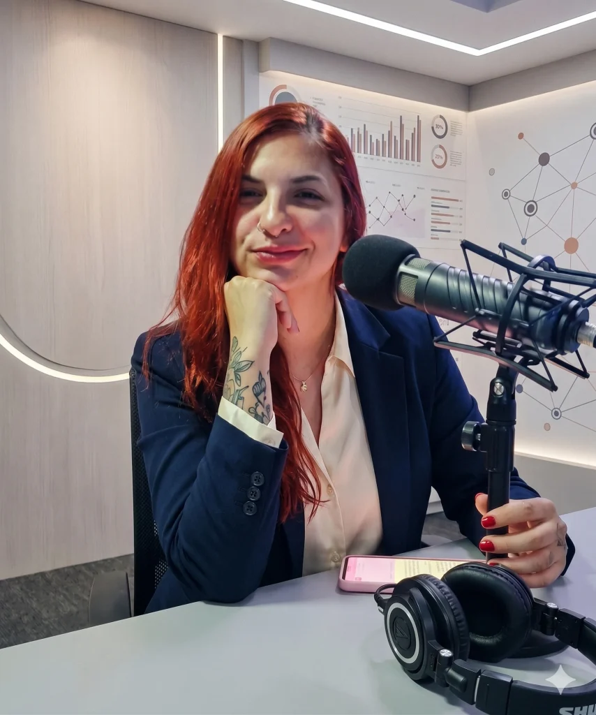 Politóloga Milena Trujillo hablando durante nuestra entrevista